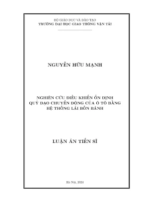 Nghiên cứu điều khiển ổn định quỹ đạo chuyển động của ô tô bằng hệ thống lái bốn bánh
