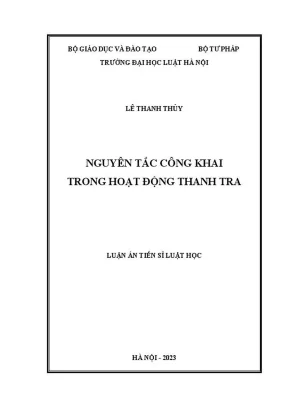 Luận án tiến sĩ luật học nguyên tắc công khai trong hoạt động thanh tra