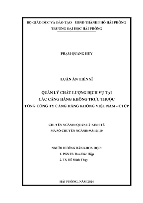 Quản lý chất lượng dịch vụ tại các cảng hàng không trực thuộc tổng công ty cảng hàng không việt nam ctcp