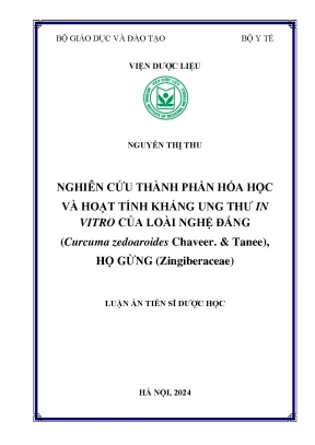 Nghiên cứu thành phần hóa học và hoạt tính kháng ung thư in vitro của loài nghệ đắng curcuma zedoaroides chaveer tanee họ gừng zingiberaceae