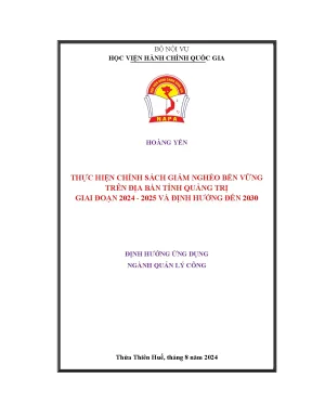 Thực hiện chính sách giảm nghèo bền vững trên địa bàn tỉnh quảng trị giai đoạn 2024 2025 và định hướng đến 2030