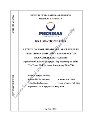 A study on english adverbial clauses in the thorn bird with reference to vietnamese equivalents