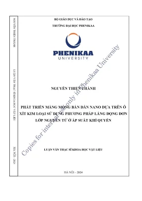 Phát triển màng mỏng bán dẫn nano dựa trên ô xit kim loại sử dụng phương pháp lắng đọng đơn lớp nguyên tử ở áp suất khí quyển