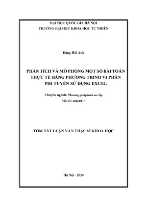 Phân tích và mô phỏng một số bài toán thực tế bằng phương trình vi phân phi tuyến sử dụng excel