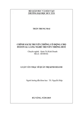 Luận án tiến sĩ chính sách truyền thông cổ động cho festival làng nghề truyền thống huế