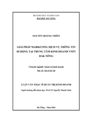 Luận văn thạc sĩ giải pháp marketing dịch vụ thông tin di động tại trung tâm kinh doanh vnpt đắk nông