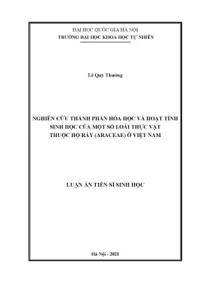 Nghiên cứu thành phần hóa học và hoạt tính sinh học của một số loài thực vật thuộc họ ráy araceae ở việt nam