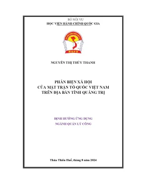 Phản biện xã hội của mặt trận tổ quốc việt nam trên địa bàn tỉnh quảng trị