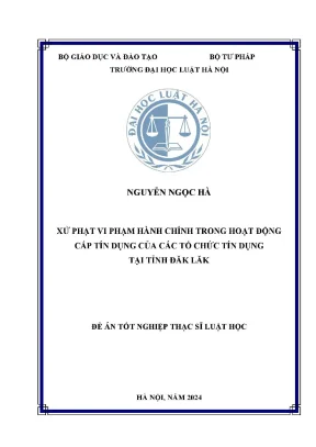 Luận văn thạc sĩ luật học xử phạt vi phạm hành chính trong hoạt động cấp tín dụng của các tổ chức tín dụng tại tỉnh đắk lắk