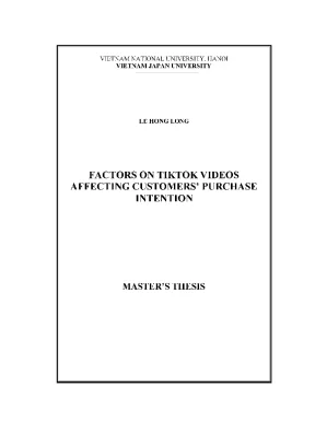 Factors on tiktok videos affecting customers purchase intention