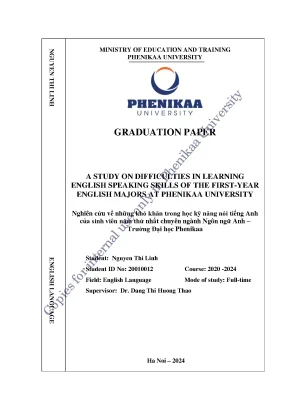 A study on difficulties in learning english speaking skills of the first year english majors at phenikaa university