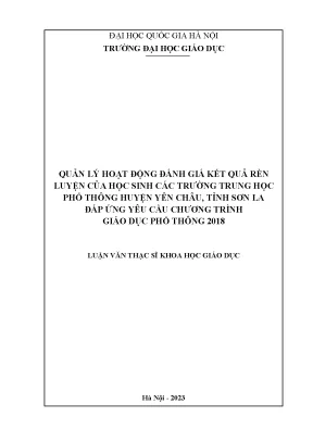 Quản lý hoạt động đánh giá kết quả rèn luyện của học sinh các trường trung học phổ thông huyện yên châu tỉnh sơn la đáp ứng yêu cầu chương trình giáo dục phổ thông 2018