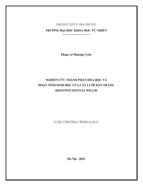 Nghiên cứu thành phần hóa học và hoạt tính sinh học của cây lưỡi rắn trắng hedyotis diffusa willd