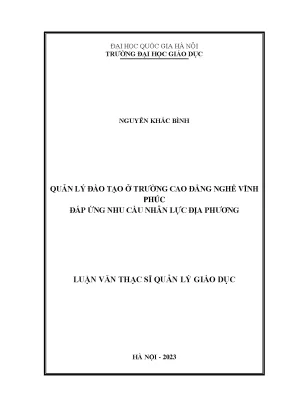 Quản lí đào tạo tại trường cao đẳng nghề vĩnh phúc đáp ứng nhu cầu nhân lực địa phương