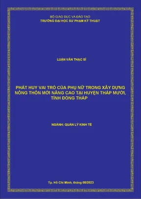 Phát huy vai trò của phụ nữ trong xây dựng nông thôn mới nâng cao tại huyện tháp mười tỉnh đồng tháp