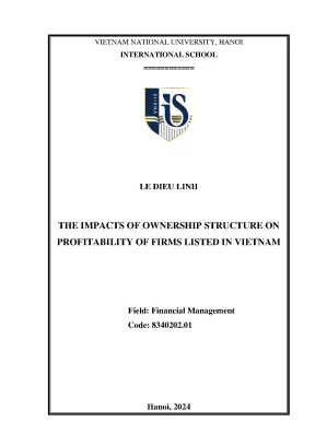 The impacts of ownership structure on profitability of firms listed in vietnam