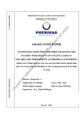 An investigation into the first year english majors perceptions of online games in vocabulary enrichment at phenikaa university
