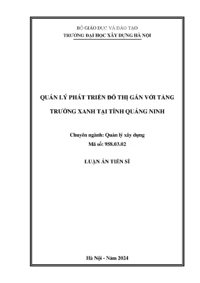 Quản lý phát triển đô thị gắn với tăng trưởng xanh tại tỉnh quảng ninh