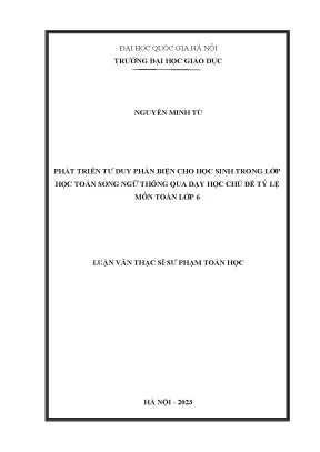 Phát triển tư duy phản biện cho học sinh trong lớp học toán song ngữ thông qua dạy học chủ đề tỉ lệ môn toán lớp 6