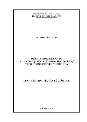 Quản lý đội ngũ cán bộ khảo thí tại học viện khoa học quân sự theo hướng chuyên nghiệp hóa