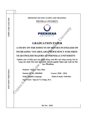 A study on the effects of movies in english on increasing vocabulary proficiency for first year english majors at phenikaa university