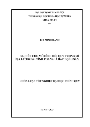 Nghiên cứu mô hình hồi quy trọng số địa lý trong tính toán giá bất động sản