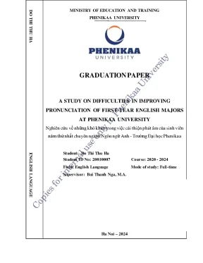 A study on difficulties in improving pronunciation of first year english majors at phenikaa university