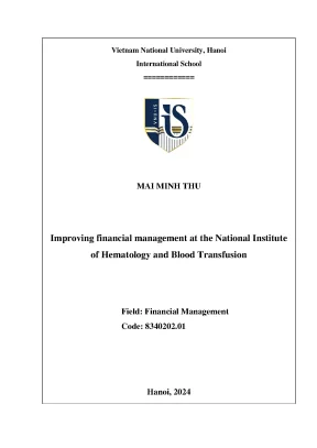 Improving financial management at the national institute of hematology and blood transfusion