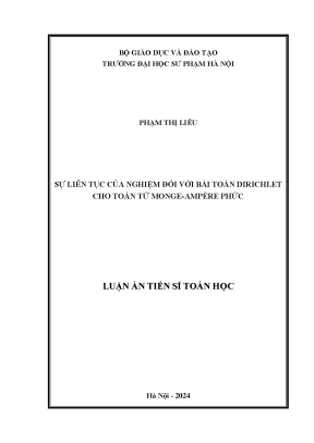 Sự liên tục của nghiệm đối với bài toán dirichlet cho toán tử monge ampère phức