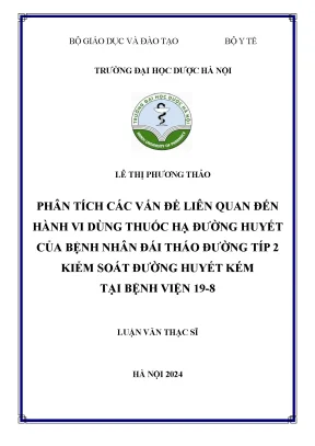 Lê thị phương thảo phân tích các vấn đề liên quan đến hành vi dùng thuốc hạ đường huyết của bệnh nhân đái tháo đường típ 2 kiểm soát đường huyết kém tại bệnh viện 19 8
