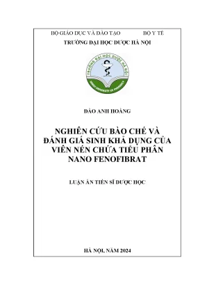 Đào anh hoàng nghiên cứu bào chế và đánh giá sinh khả dụng của viên nén chứa tiểu phân nano fenofibrat
