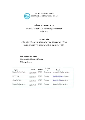 Các yếu tố ảnh hưởng đến việc ứng dụng công nghệ thông tin tại các công ty kiểm toán