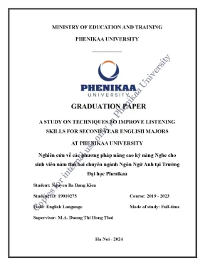 A study on techniques to improve listening skills for second year english majors at phenikaa university