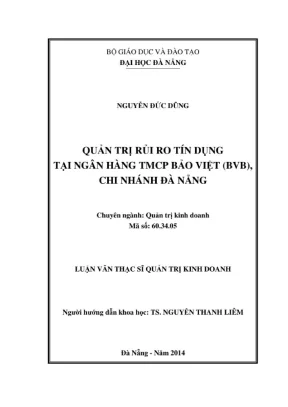 Luận văn thạc sĩ quản trị rủi ro tín dụng tại ngân hàng thương mại cổ phần bảo việt chi nhánh đà nẵng