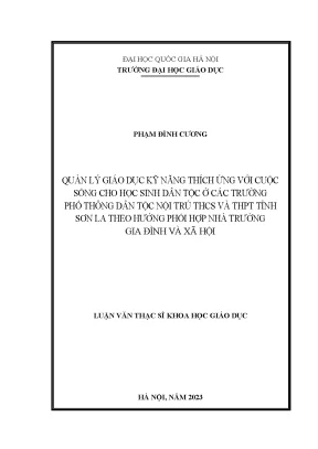 Quản lý giáo dục kỹ năng thích ứng với cuộc sống cho học sinh dân tộc ở các trường phổ thông dân tộc nội trú thcs và thpt tỉnh sơn la theo hướng phối hợp nhà trường gia đình và xã hội