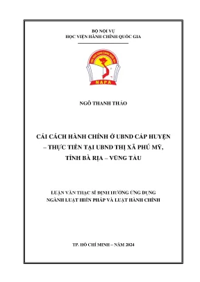 Cải cách hành chính ở ubnd cấp huyện thực tiễn tại ubnd thị xã phú mỹ tỉnh bà rịa vũng tàu