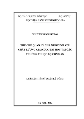 Thể chế quản lý nhà nước đối với chất lượng giáo dục đại học tại các trường thuộc bộ công an