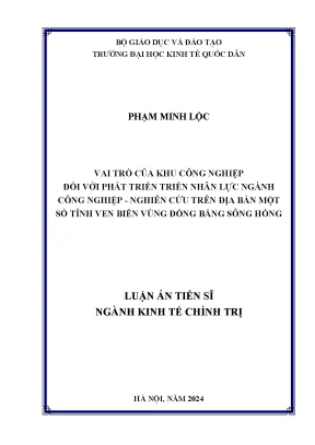 Vai trò của khu công nghiệp đối với phát triển nhân lực ngành công nghiệp nghiên cứu tại một số tỉnh vùng ven biển đồng bằng sông hồng