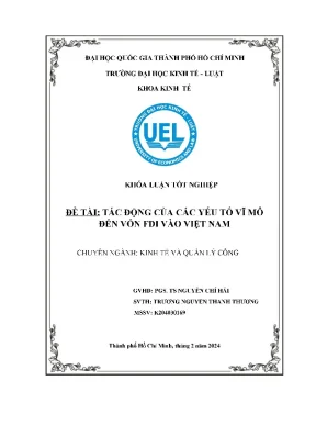 Đề tài tác động của các yếu tố vĩ mô đến vốn fdi vào việt nam