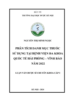 Nguyễn thị minh ngọc phân tích danh mục thuốc sử dụng tại bệnh viện đa khoa quốc tế hải phòng vĩnh bảo năm 2022