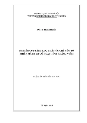 Nghiên cứu sàng lọc chất ức chế yếu tố phiên mã nf κb có hoạt tính kháng viêm