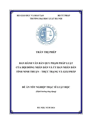 Luận văn thạc sĩ luật học ban hành văn bản quy phạm pháp luật của hội đồng nhân dân và uỷ ban nhân dân tỉnh ninh thuận thực trạng và giải pháp