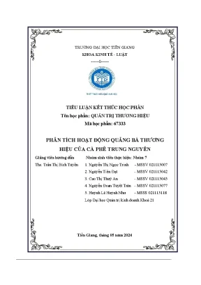Phân tích hoạt động quảng bá thương hiệu của cà phê trung nguyên