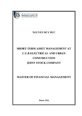Short term asset management at c u b electrical and urban construction joint stock company