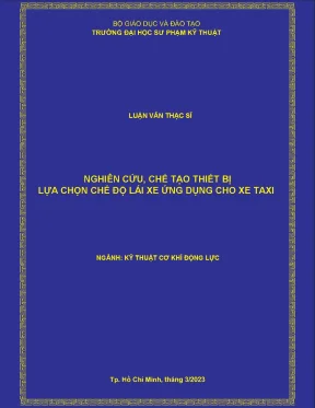 Nghiên cứu chế tạo thiết bị lựa chọn chế độ lái xe ứng dụng cho xe taxi