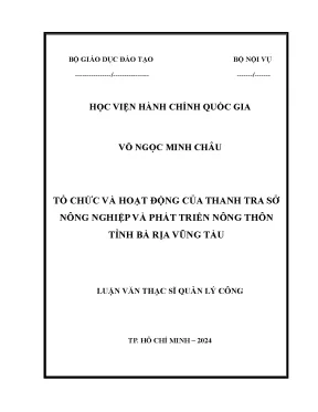 Luận văn tổ chức và hoạt động của thanh tra sở nông nghiệp và phát triển nông thôn tỉnh bà rịa vũng tàu