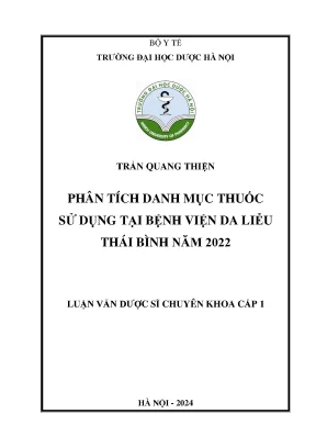 Trần quang thiện phân tích danh mục thuốc sử dụng tại bệnh viện da liễu thái bình năm 2022