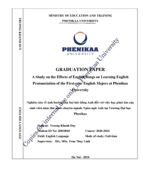 A study on the effects of english songs on learning english pronunciation of the first year english majors at phenikaa university