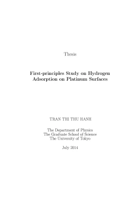 Luận án tiến sĩ first principles study on hydrogen adsorption on platinum surfaces