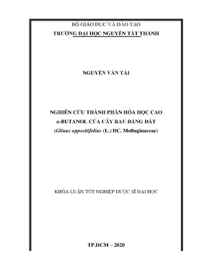 Nghiên cứu thành phần hóa học cao n butanol của cây rau đắng đất glinus oppositifolius l dc molluginaceae